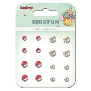 Ćwieki dekoracyjne ScrapBerry's 16szt, Kids&Fun Crimson White